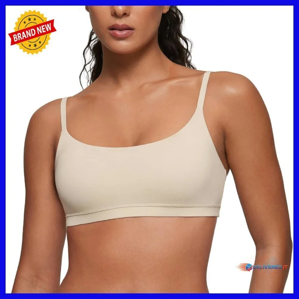 Wireless Scoop Neck Bralette Adjustable Straps Softhold Fabric